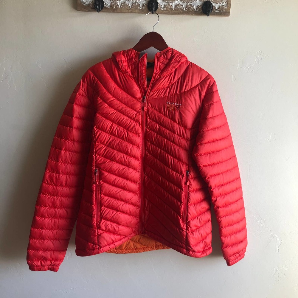 Mountain Hardwear Red Quilted Hooded Puffer Jacket